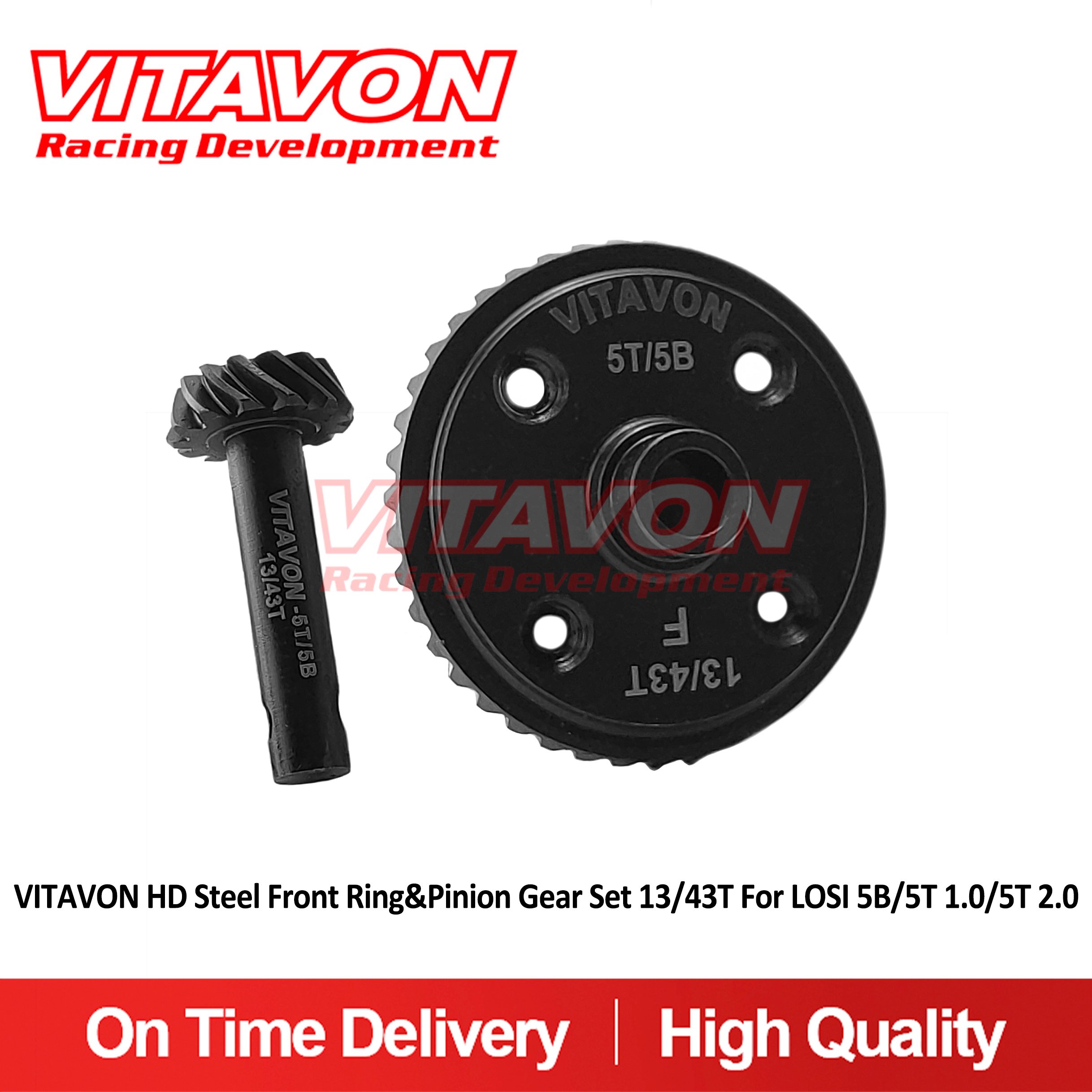 VITAVON HD Steel Front Ring&Pinion Gear Set 13/43T For LOSI 5B/5T 1.0/5T 2.0