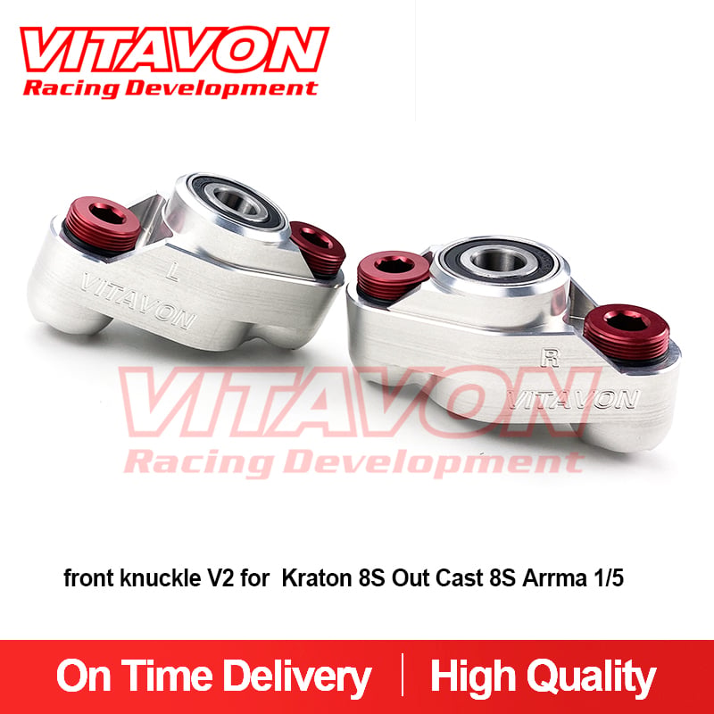 Aluminum Front Knuckle Arms For Arrma 1/5 Kraton 8S, Outcast 8S, Kraton EXB - 2pc Set, Green, 6061-T6