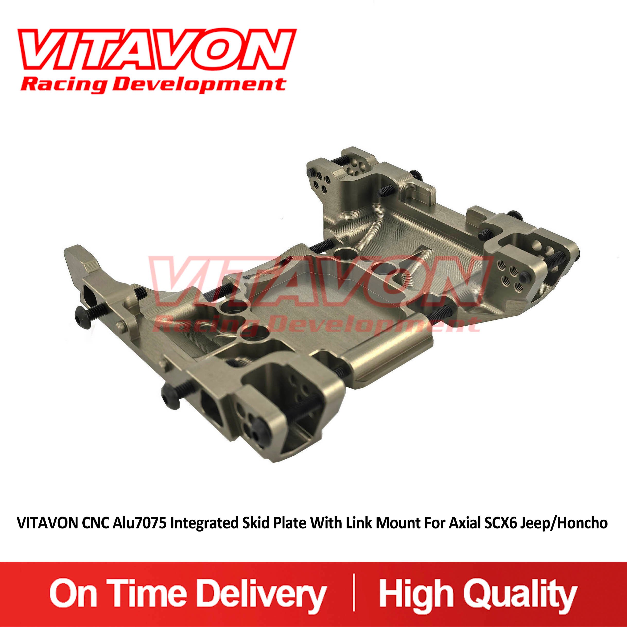 VITAVON CNC Alu7075 Integrated Skid Plate With Link Mount For Axial SCX6 Jeep/Honcho