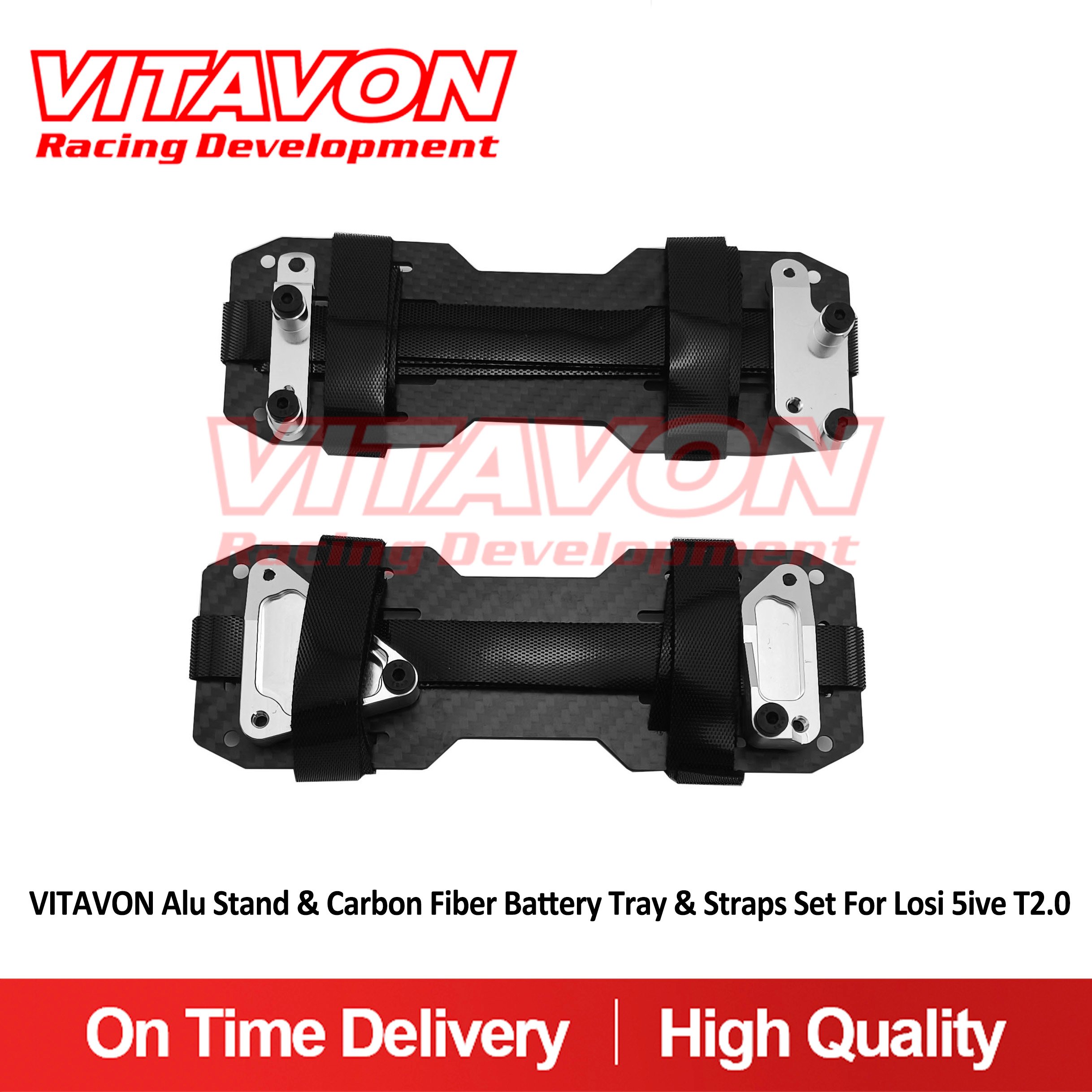 VITAVON Alu stand & Carbon Fiber Battery Tray & Straps Set for Losi 5ive T2.0