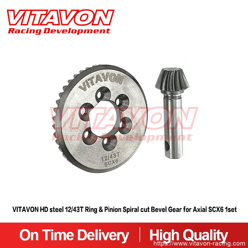 VITAVON  HD steel Ring & Pinion Spiral cut Bevel Gear for Axial SCX6 12/43T