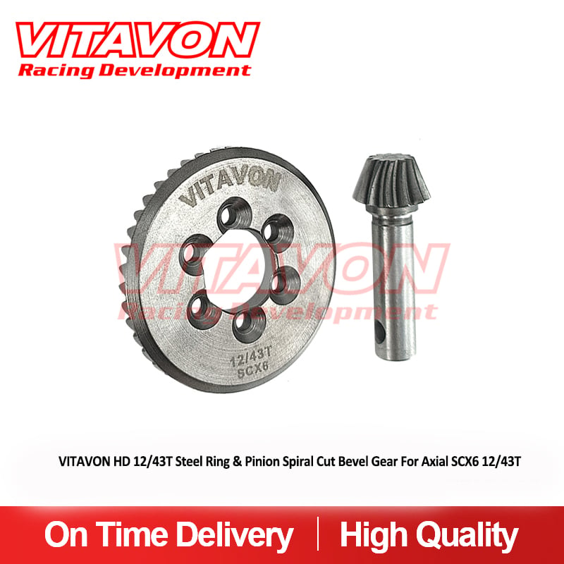 VITAVON HD 12/43T Steel Ring & Pinion Spiral Cut Bevel Gear For Axial SCX6 12/43T