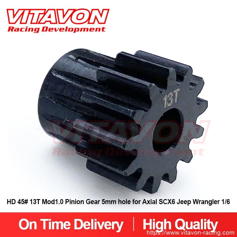 VITAVON Pinion Gear Mod 1.0 Bore 5mm11/13/15/17 T/18T/20T/22T/25T HD 45# for Axial SCX6 Arrma 6S Sledge