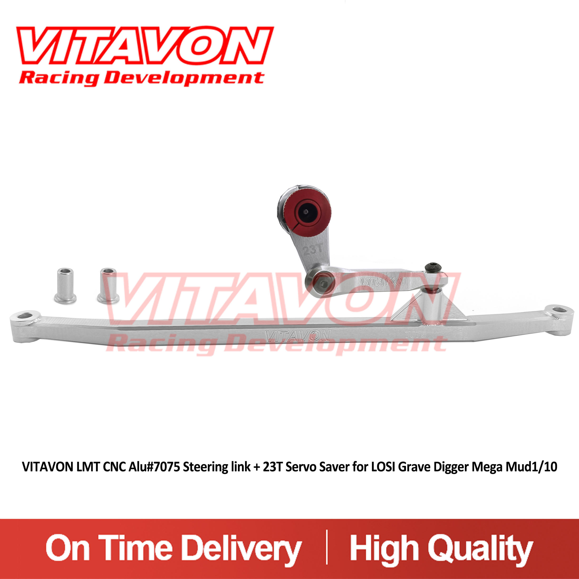 VITAVON LMT CNC Alu#7075 Steering link + 23T Servo Saver for LOSI Grave Digger Mega Mud 1/10