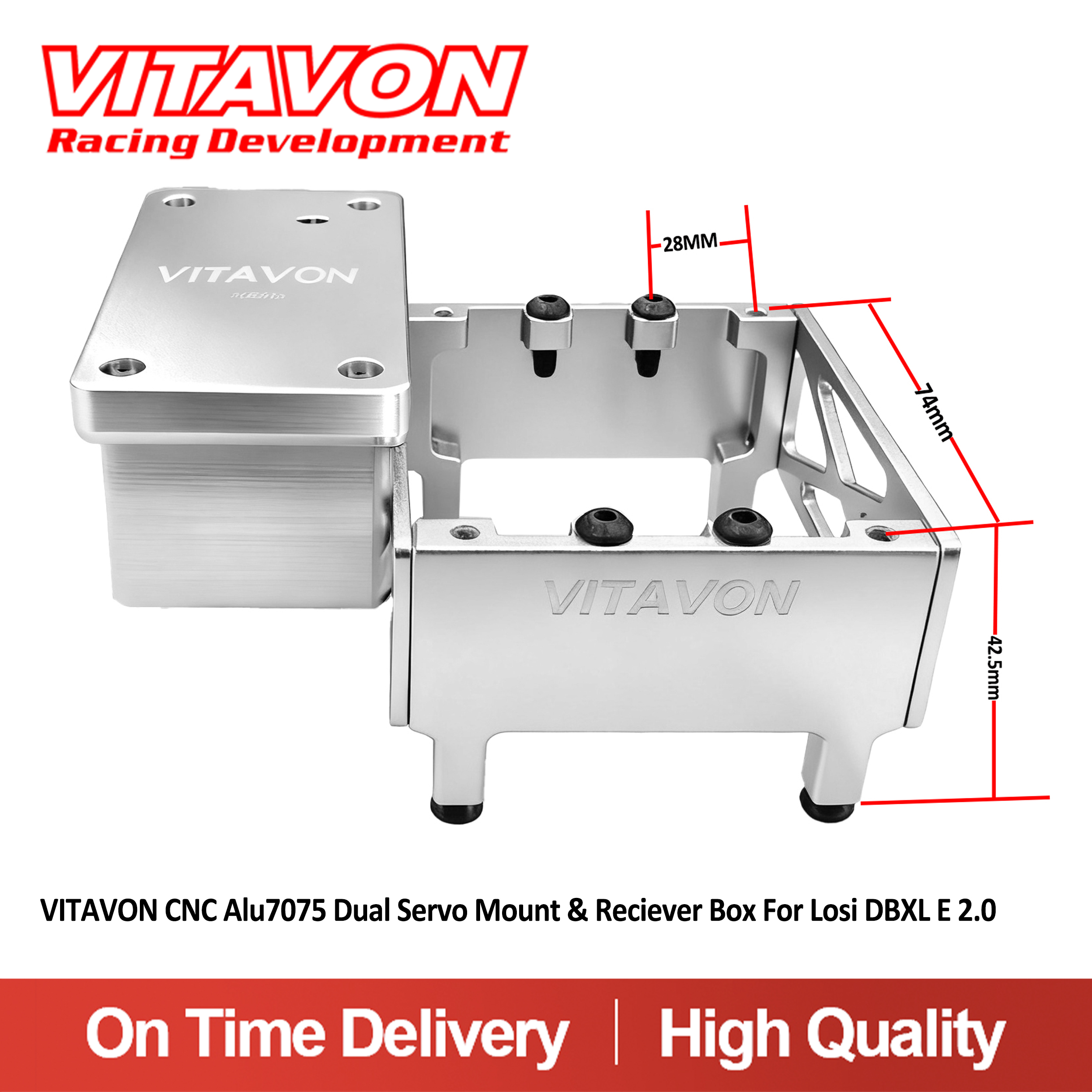 VITAVON CNC Alu7075 Dual Servo Mount & Receiver Box For Losi DBXL E 2.0​