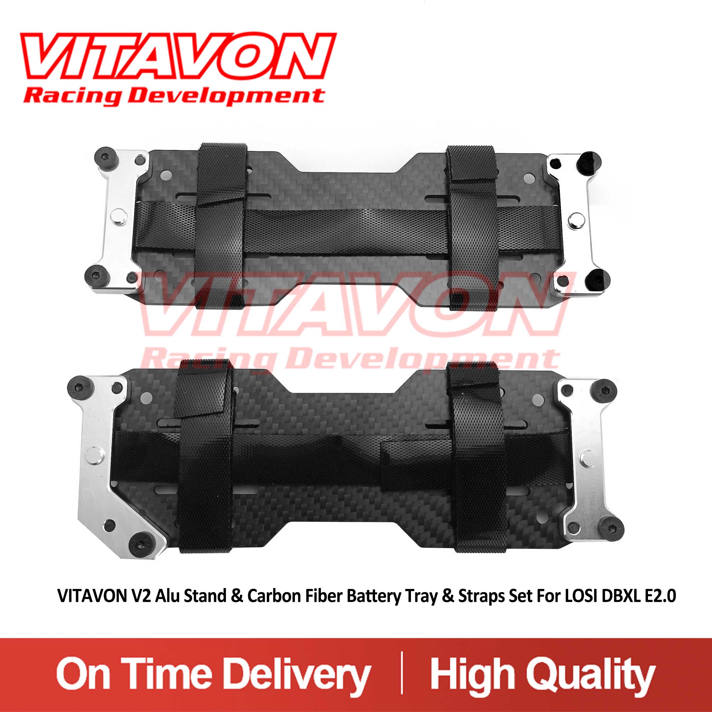 VITAVON V2 Alu stand & Carbon Fiber Battery Tray & Straps Set for LOSI DBXL E2.0
