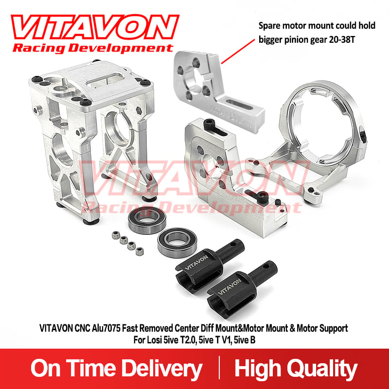 VITAVON CNC Alu7075 Fast Removed Center Diff Mount&Motor Mount & Motor Support For Losi 5ive T2.0, 5ive T V1, 5ive B