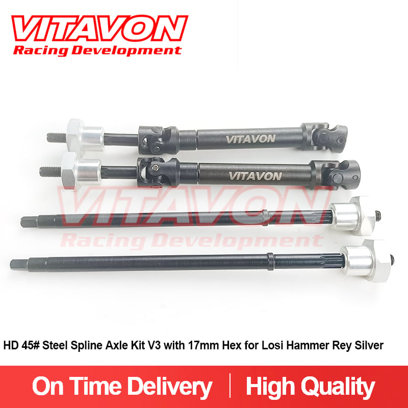 VITAVON HD 45# V3 Steel Spline Axle Kit 17MM Hex Hub for Losi Hammer Rey