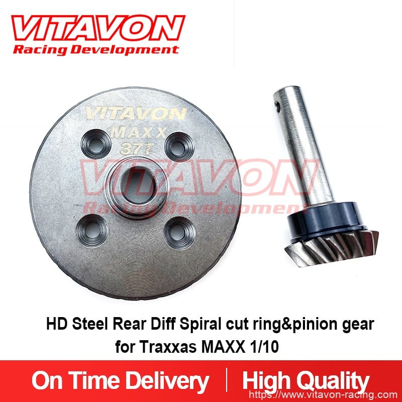 VITAVON HD Steel Rear Diff Spiral cut ring&pinion gear for Traxxas MAXX 1/10 MAXX/SLASH