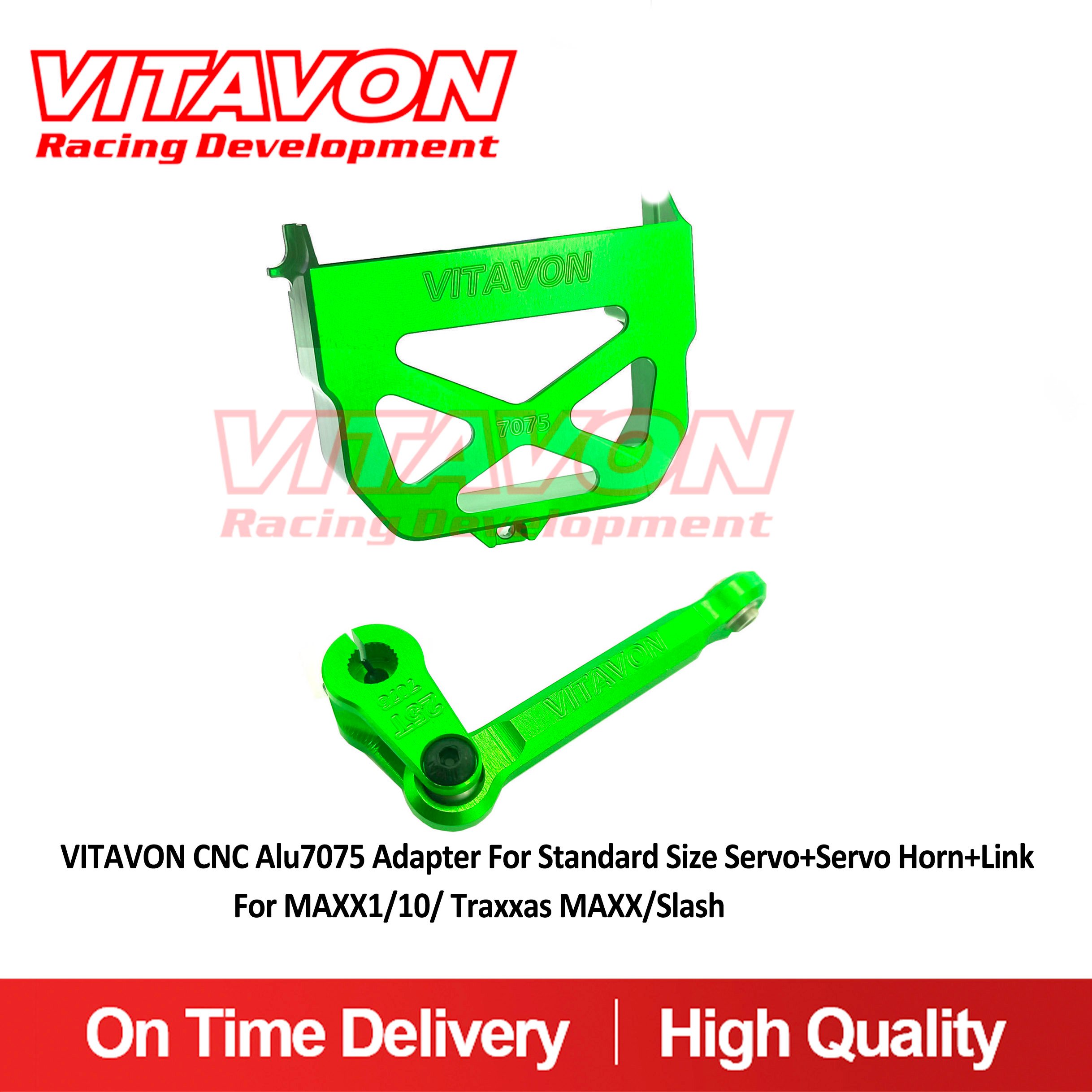 VITAVON CNC adapter for standard size servo+servo horn+link for MAXX1/10/  Traxxas MAXX/Slash