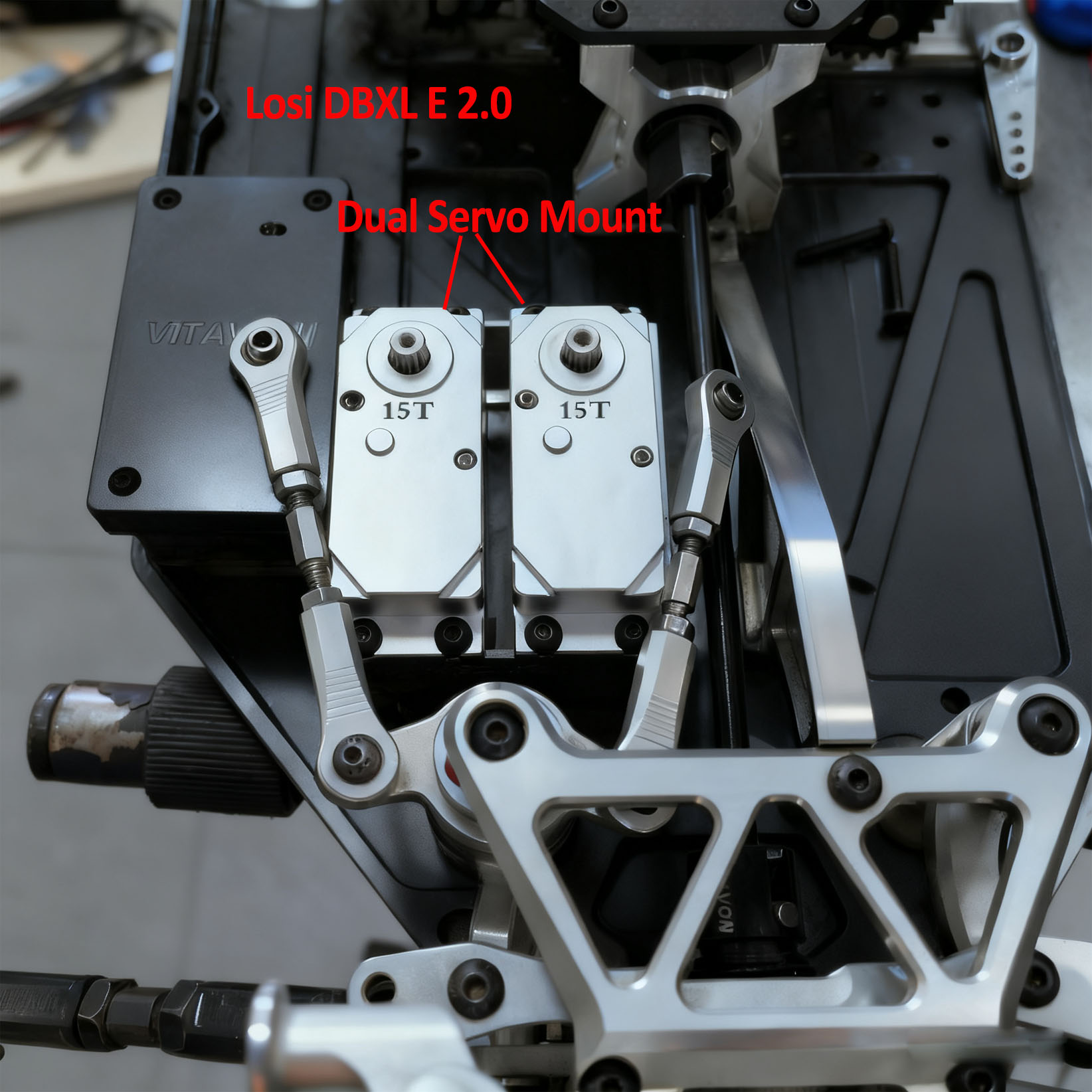 VITAVON CNC Alu7075 Dual Servo Mount & Receiver Box For Losi DBXL E 2.0​