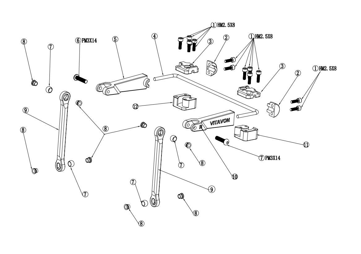 VITAVON REDESIGNED CNC Aluminum7075 Front SWAY BAR For TRAxxas UDR 1/7