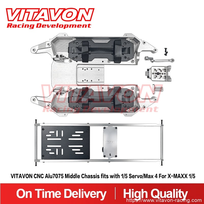VITAVON CNC Alu7075 Middle Chassis fits with 1/5 Servo/Max 4 For X-MAXX 1/5