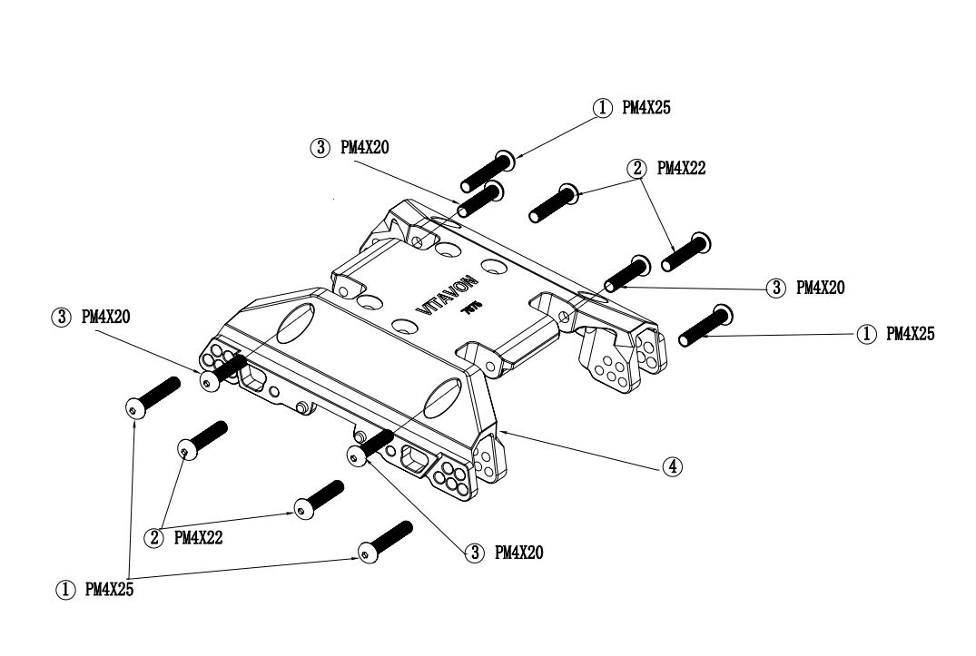 VITAVON CNC Alu7075 Skid Plate without upper Link mount for Axial SCX6 Jeep Wrangler Trail Honcho 1/6