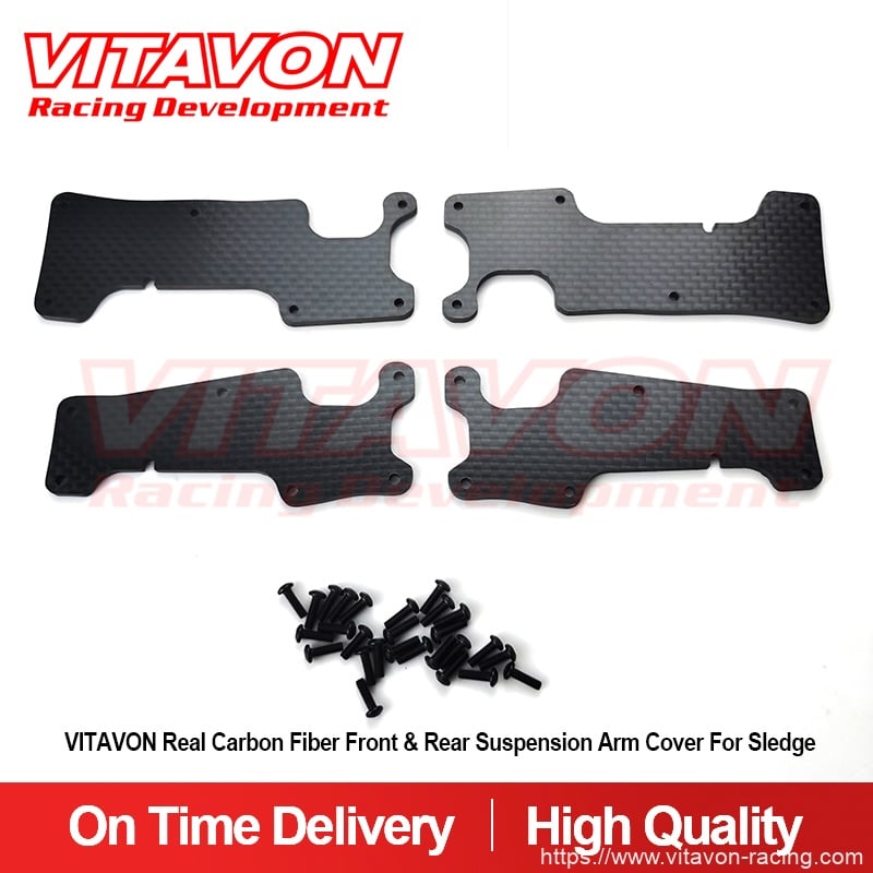 VITAVON Rear Carbon Fibrer Front & Rear Suspension Arm Cover For Traxxas Sledge