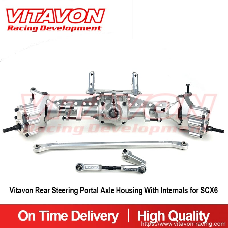 Vitavon CNC Alu7075 Rear Steering Portal Axle Housing With Internals for SCX6 Jeep Wrangler Trail Honcho 1/6
