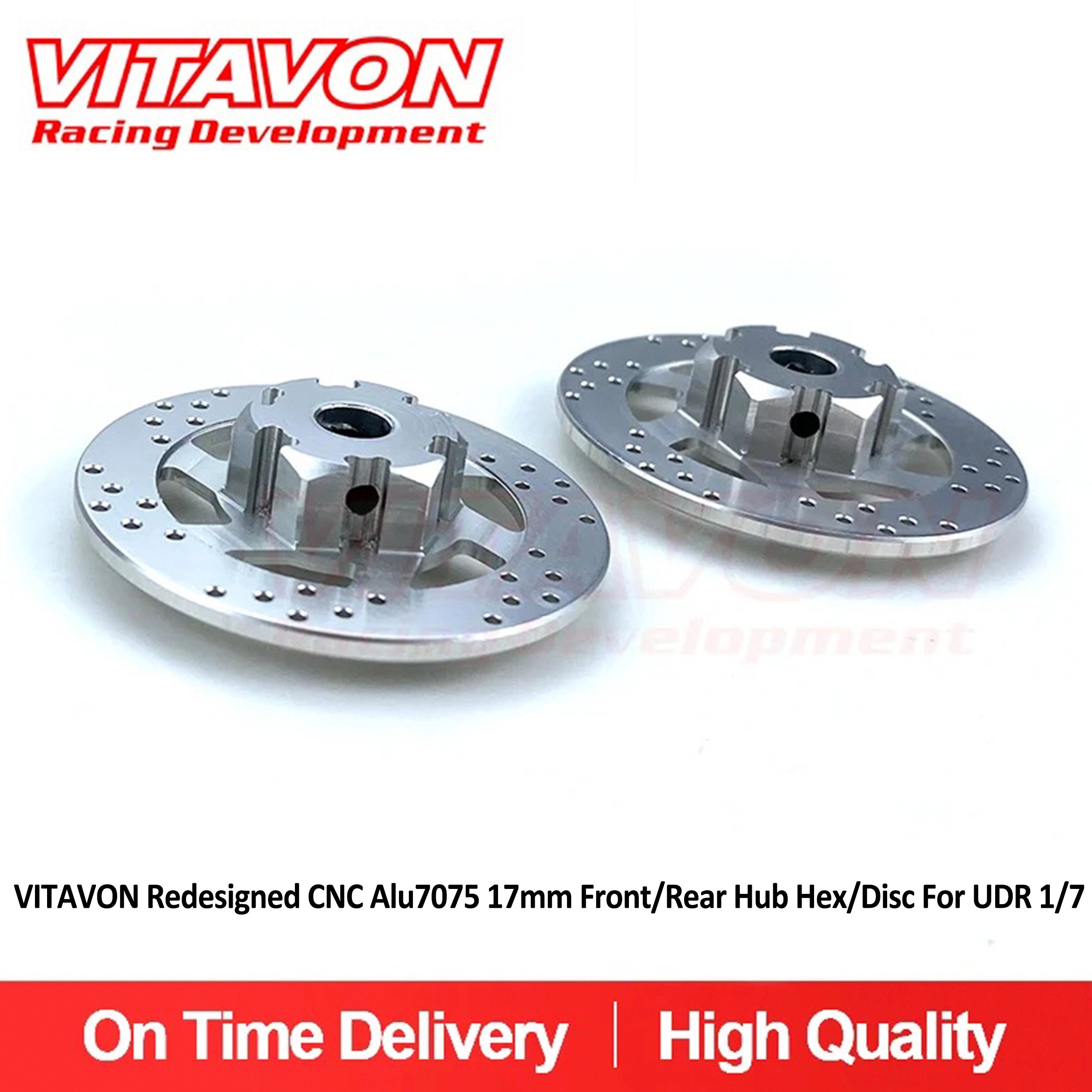VITAVON Redesigned CNC Alu7075 17mm Front/Rear Hub Hex/Disc Fo Traxxass UDR 1/7