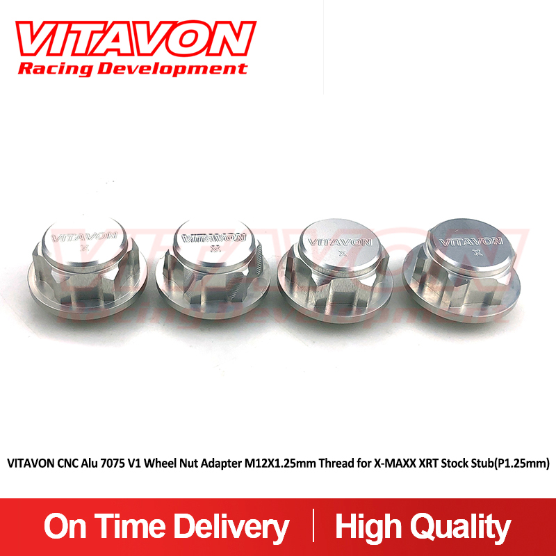 VITAVON CNC Alu 7075 V1 Wheel Nut Adapter M12X1.25mm Thread for X-MAXX XRT Stock Stub(P1.25mm)