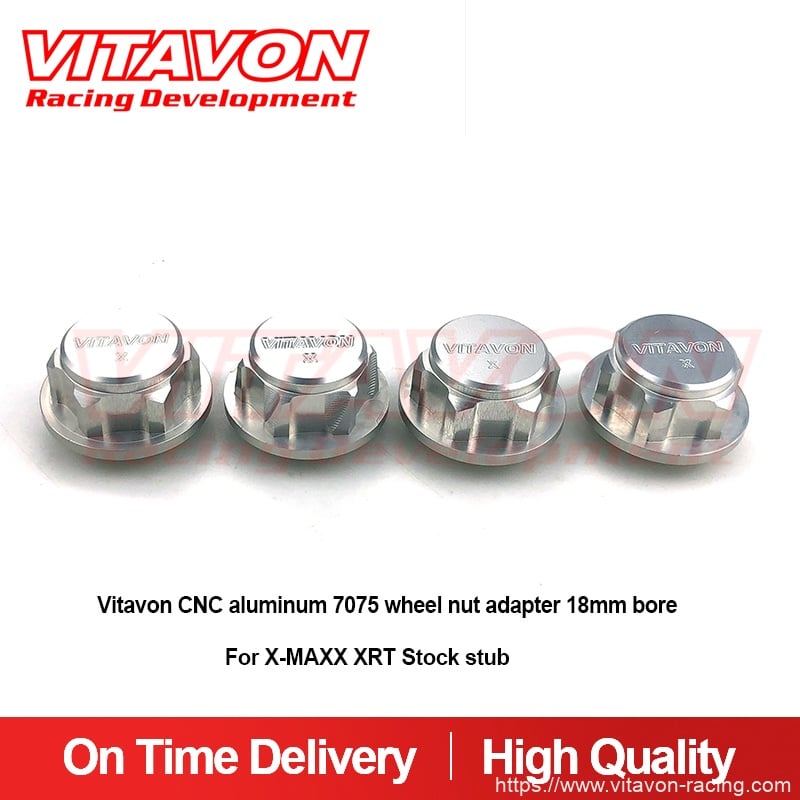 Vitavon CNC aluminum 7075 V1 wheel nut adapter 18mm bore for X-MAXX XRT for stock stub