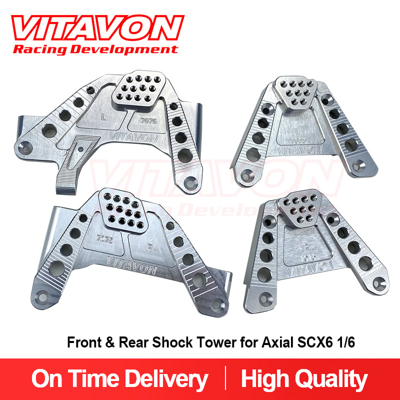 VITAVON CNC Alu7075 Front & Rear Shock Tower for Axial SCX6 Jeep Wrangler Trail Honcho 1/6