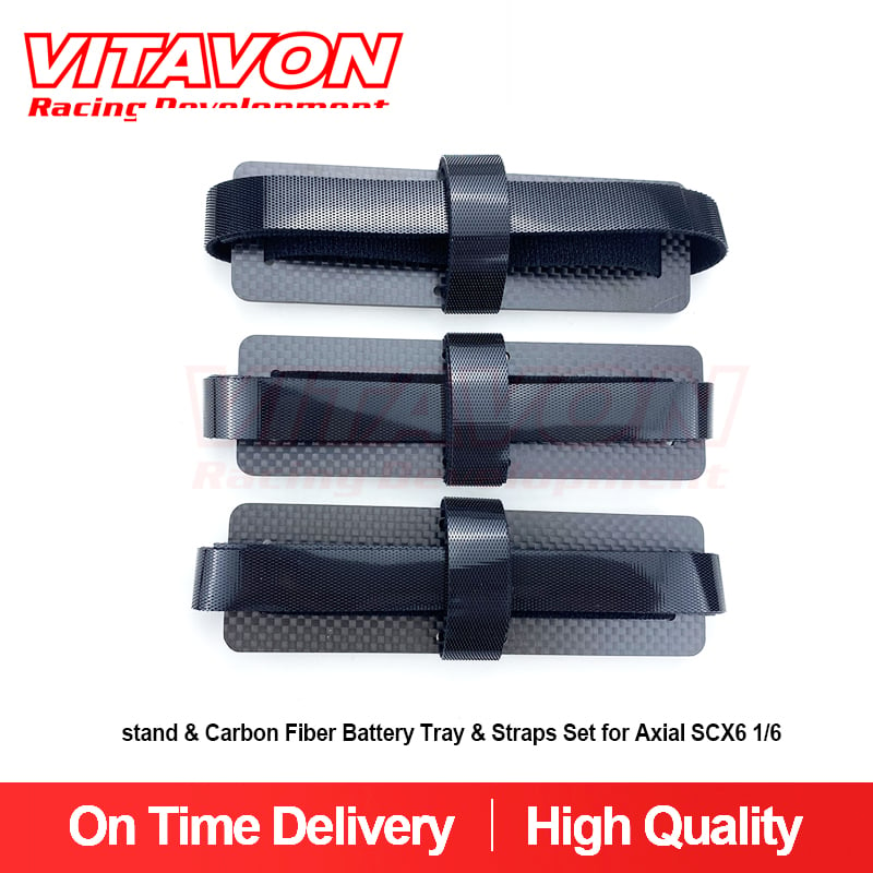 VITAVON Alu Stand & Carbon Fiber Battery Tray & Straps Set for Axial SCX6 Jeep Wrangler Trail Honcho 1/6
