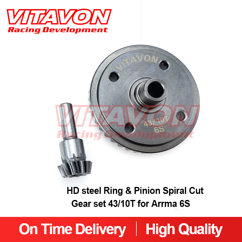 VITAVON Arrma 6S HD steel Ring & Pinion Spiral Cut Gear set 43/10T Ar310497 /498