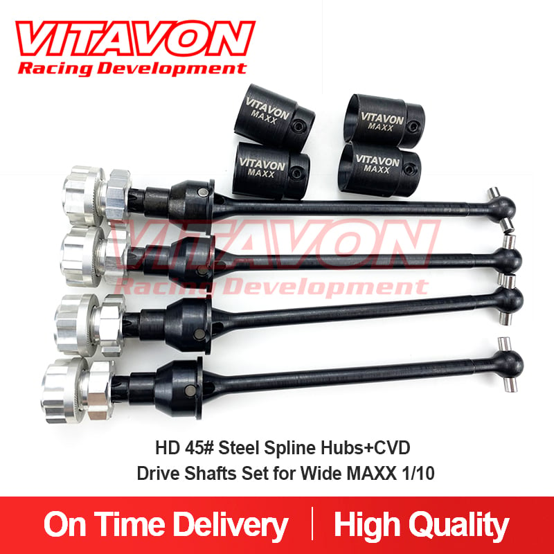VITAVON HD 45# Steel Spline Hubs+CVD Drive Shaft Set for Traxxas Wide MAXX 1/10