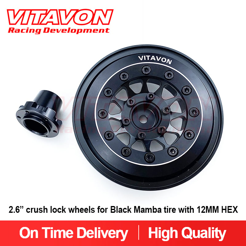 Vitavon CNC Alu 2.6”crush lock wheels for Black Mamba tire with 12MM HEX