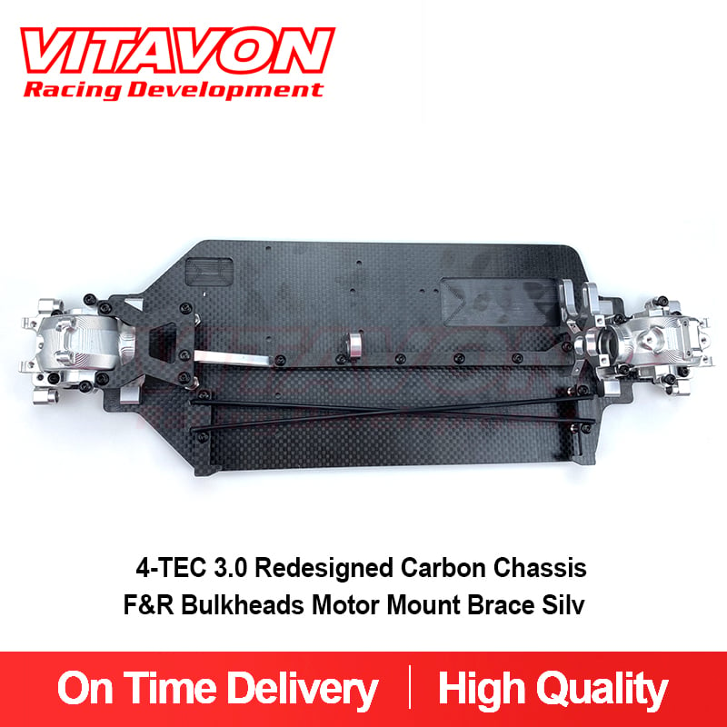 Vitavon 4-TEC 3.0 Corvette Redesigned Carbon Chassis F&R Bulkheads Motor Mount Brace