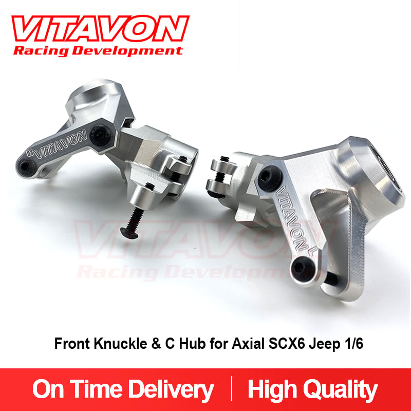 VITAVON CNC Alu #7075 Front Knuckle & C Hub For Axial SCX6 Jeep Wrangler Trail Honcho 1/6