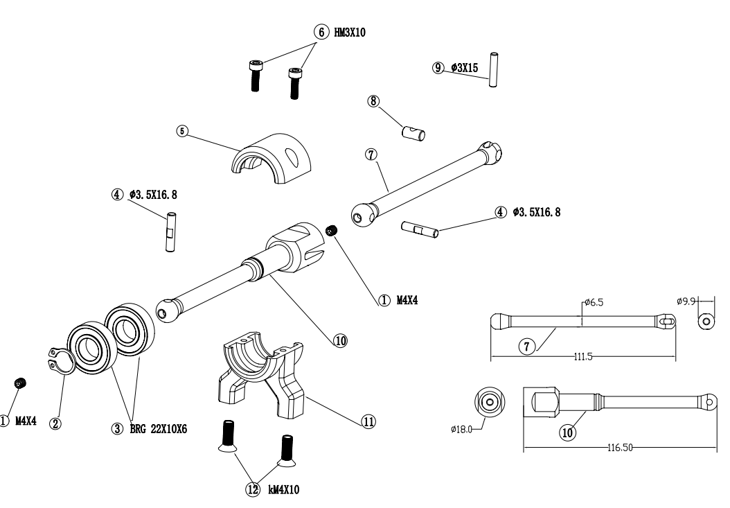 VITAVON Rear Center Driveshaft Bearing Support for Vitavon Kraton 8s Chassis