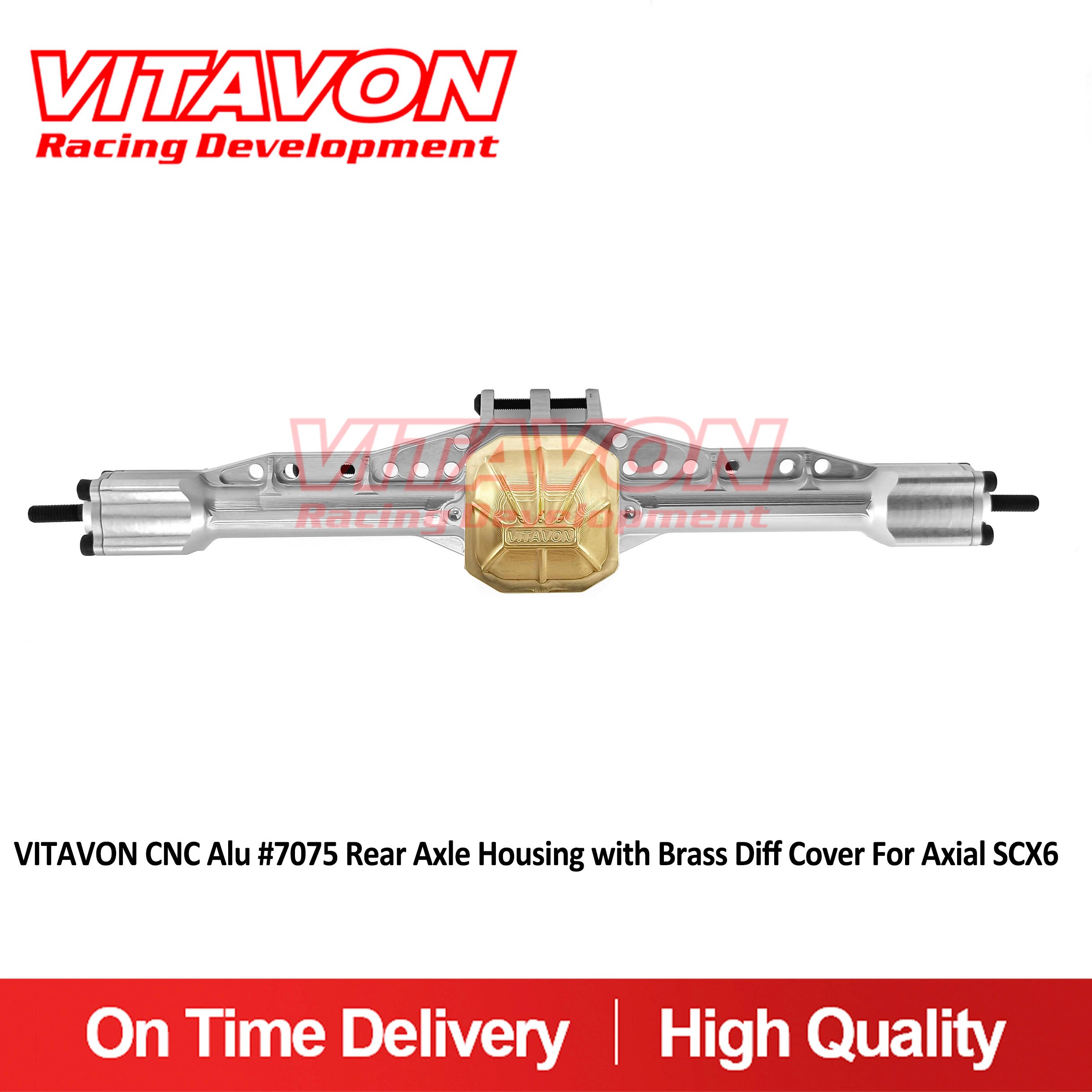 VITAVON CNC Alu #7075 Rear Axle Housing with Brass Diff Cover for Axial SCX6 Jeep Wrangler Trail Honcho 1/6