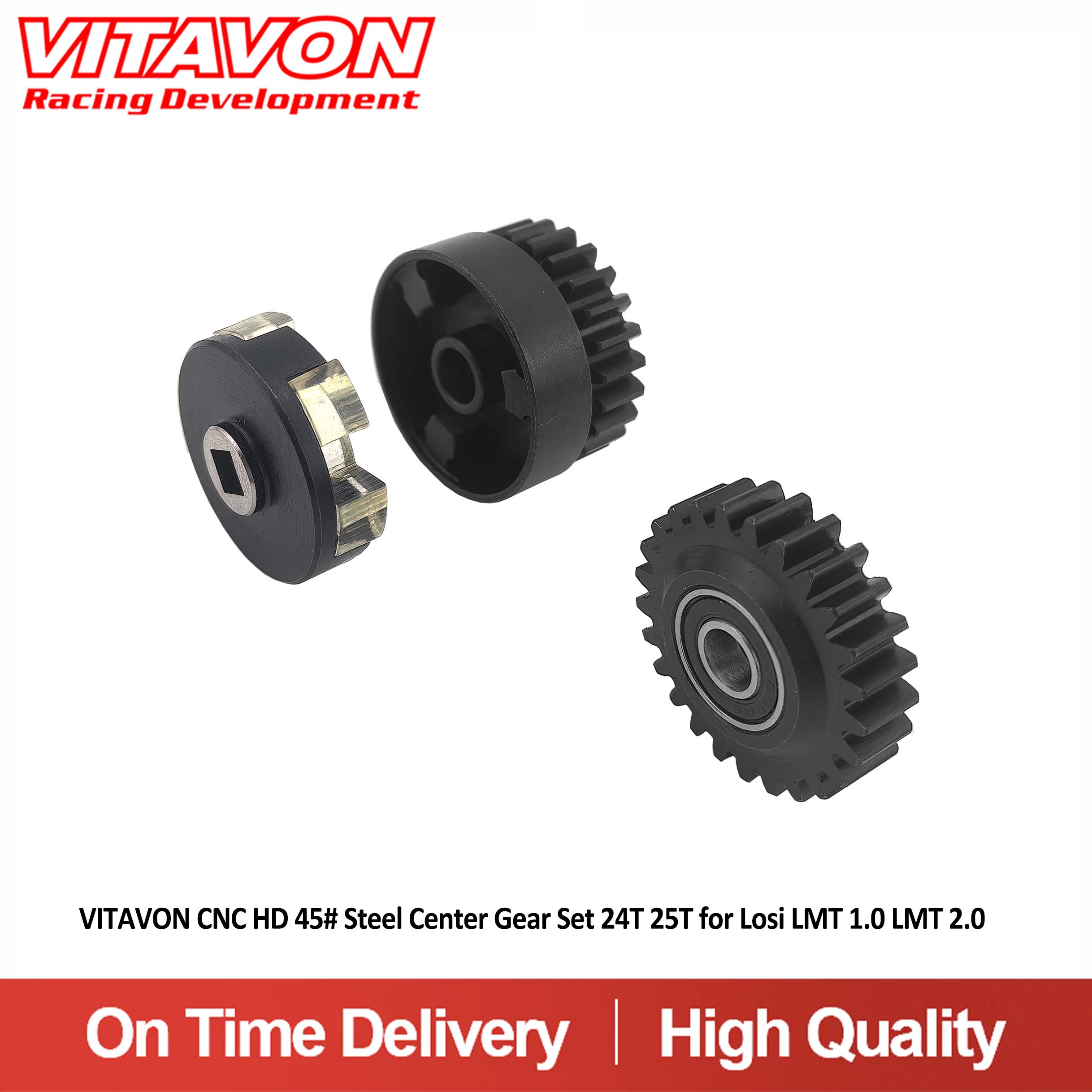 VITAVON CNC HD 45# Steel Center Gear Set 24T 25T for Losi LMT Grave Digger Mega LMT 2.0 1/8