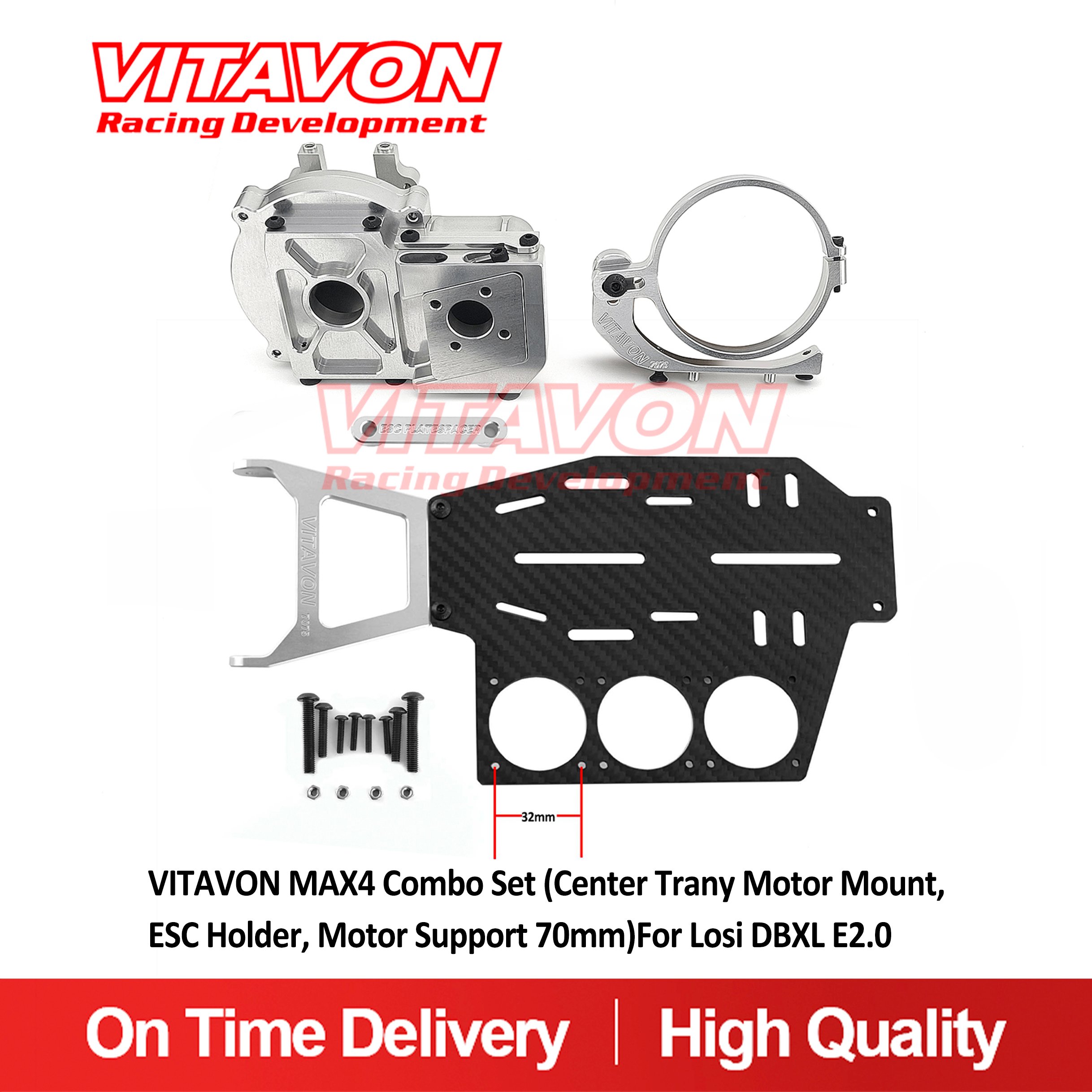 VITAVON MAX4 Combo Set (Center Trany Motor Mount, ESC Holder, Motor Support 70mm)For Losi DBXL E2.0