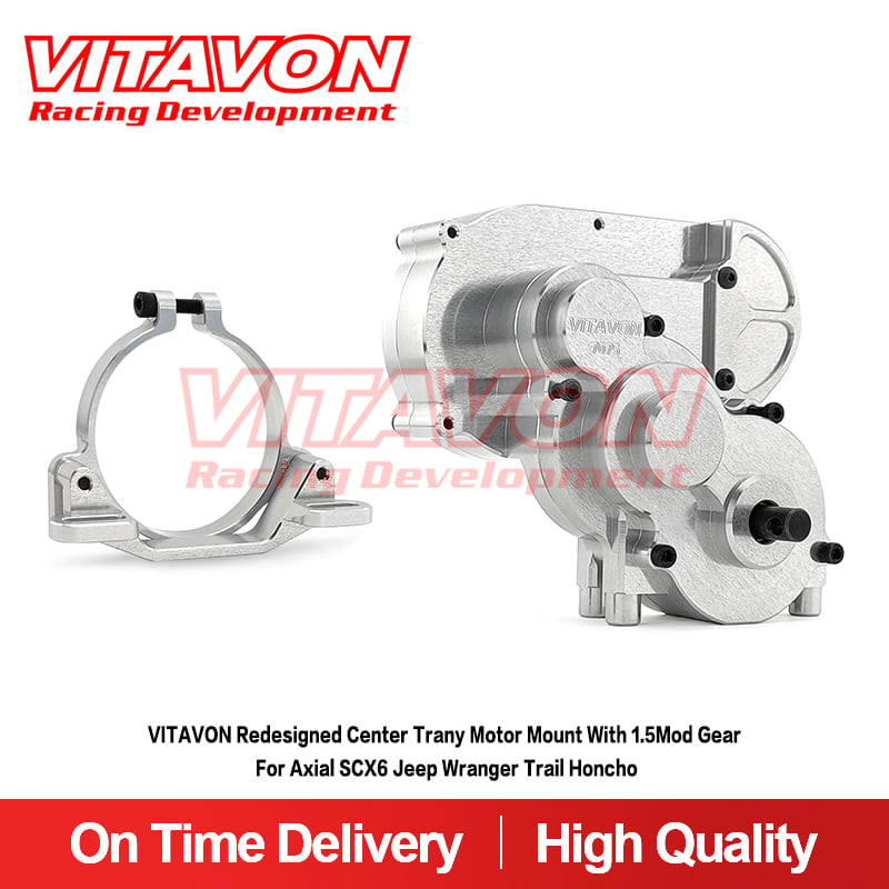 VITAVON Redesigned Center Trany Motor Mount with 1.5Mod gear  For Axial SCX6 Jeep Wranger Trail Honcho