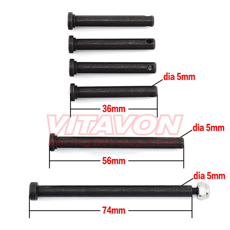 VITAVON HD Steel 45# Brace Mount Pin 36mm(4) 56mm(1)&Thread Pin 74mm(1)For Arrma Kraton 8S/Outcasat 8S