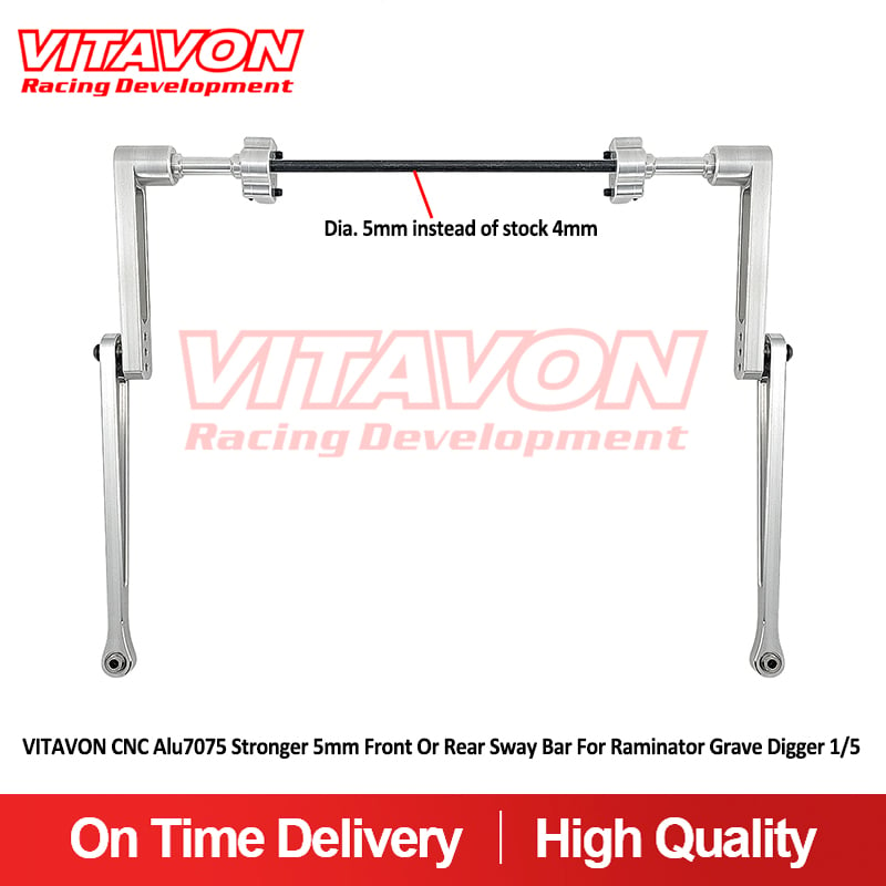 VITAVON CNC Alu7075 Stronger 5mm Front Or Rear Sway Bar For Raminator Grave Digger 1/5