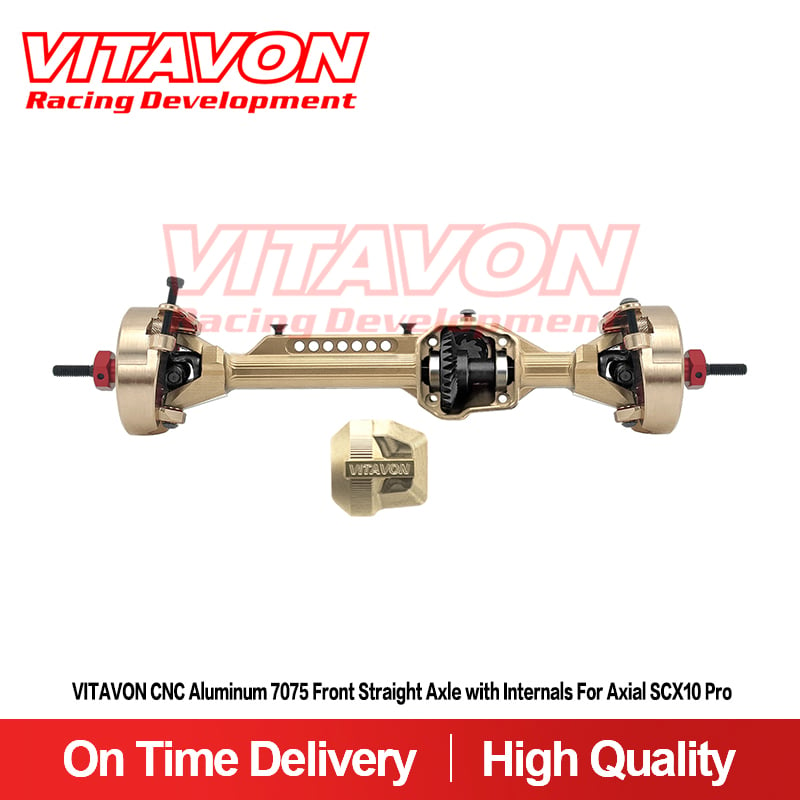 VITAVON CNC Brass Front Straight Axle Set with Internals For Axial SCX10 Pro