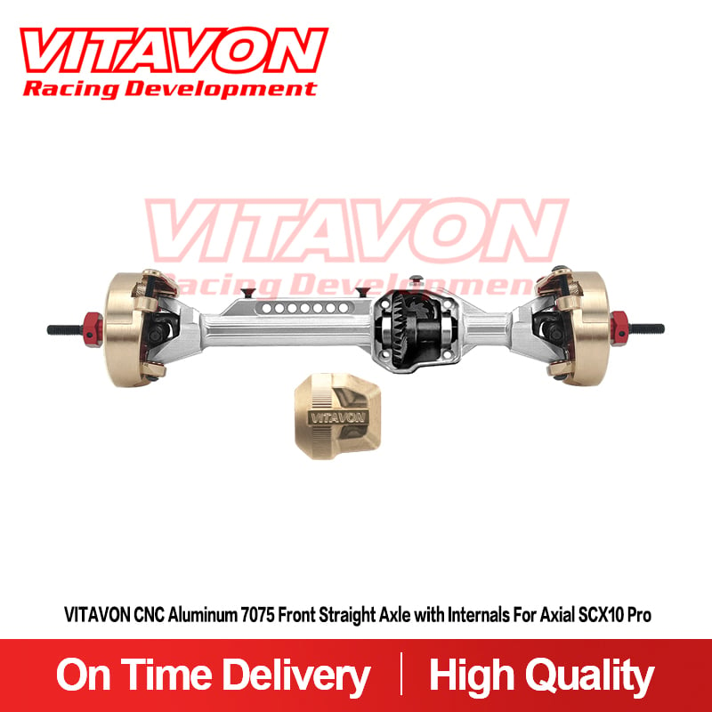 VITAVON CNC Aluminum 7075 Front Straight Axle with Internals For Axial SCX10 Pro