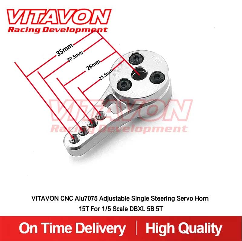 VITAVON Adjustable CNC Alu7075 Single Steering Servo Horn 15T For 1/5 Scale DBXL 5B 5T