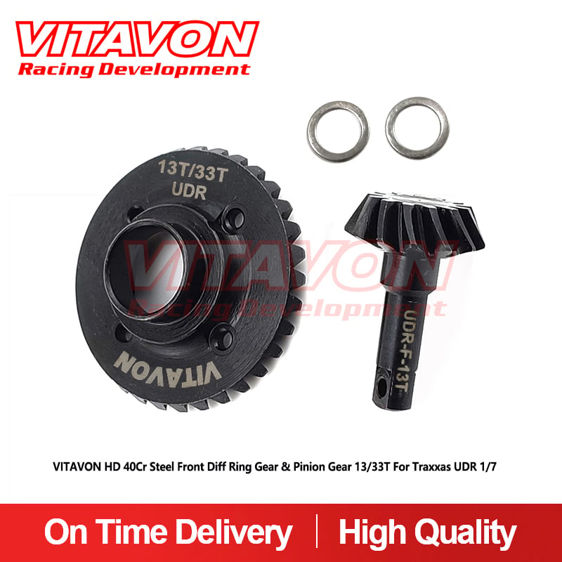 VITAVON HD Steel 40Cr Front Diff Ring Gear & Pinion Gear 13/33T For Traxxas UDR 1/7