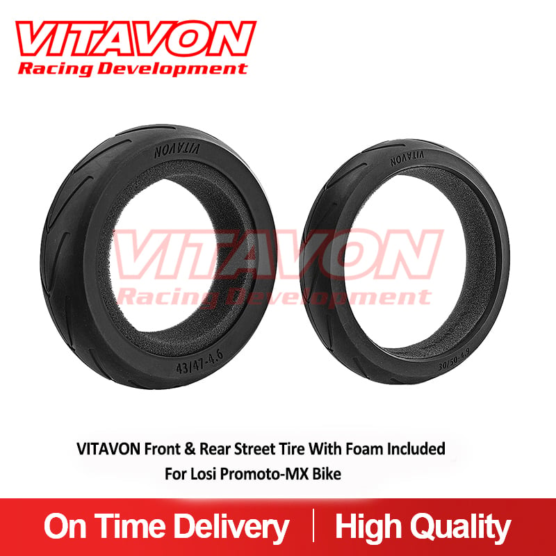 VITAVON Front & Rear Street Tire With Foam Included For Losi Promoto-MX Bike