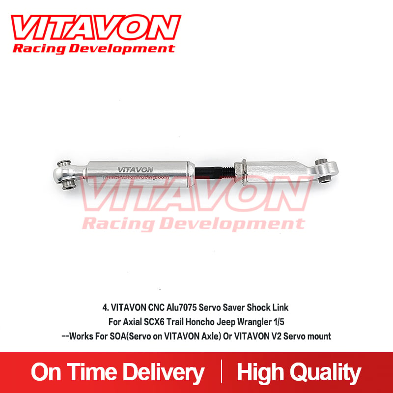 VITAVON CNC Alu7075 V2 Servo Saver Shock Link For Axial SCX6 Trail Honcho Jeep Wrangler 1/6--Works for SOA(Servo on VITAVON Axle) Or VITAVON V2 Servo mount