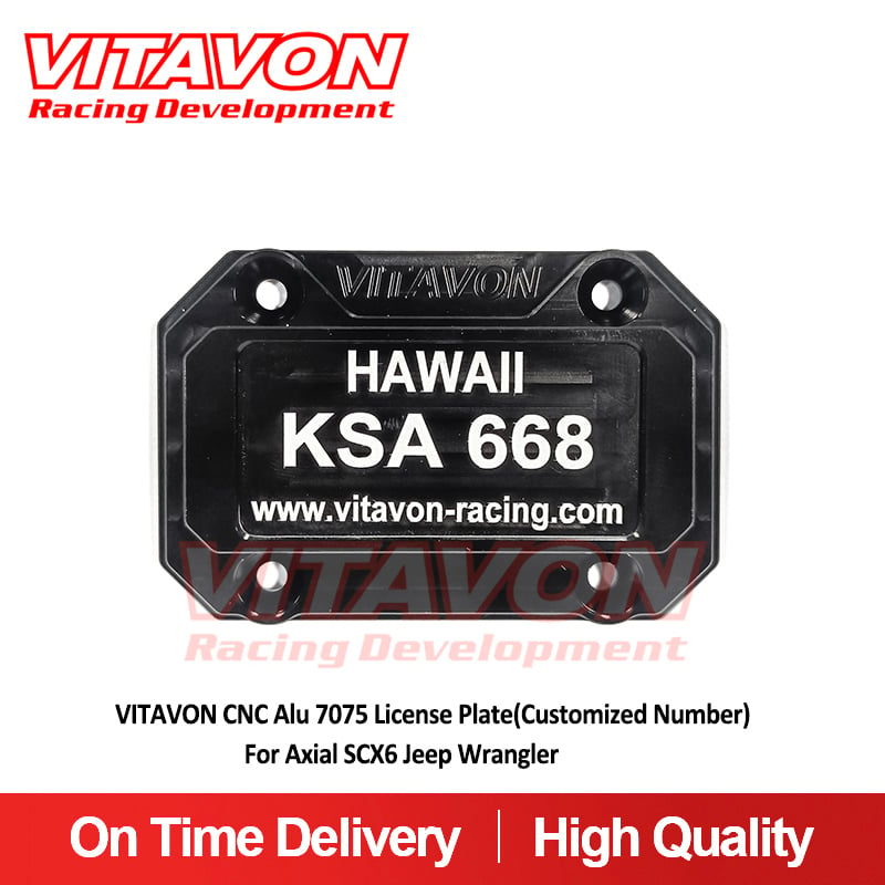 VITAVON CNC Alu 7075 License Plate(Customized Number)For Axial SCX6 Jeep Wrangler 1/6