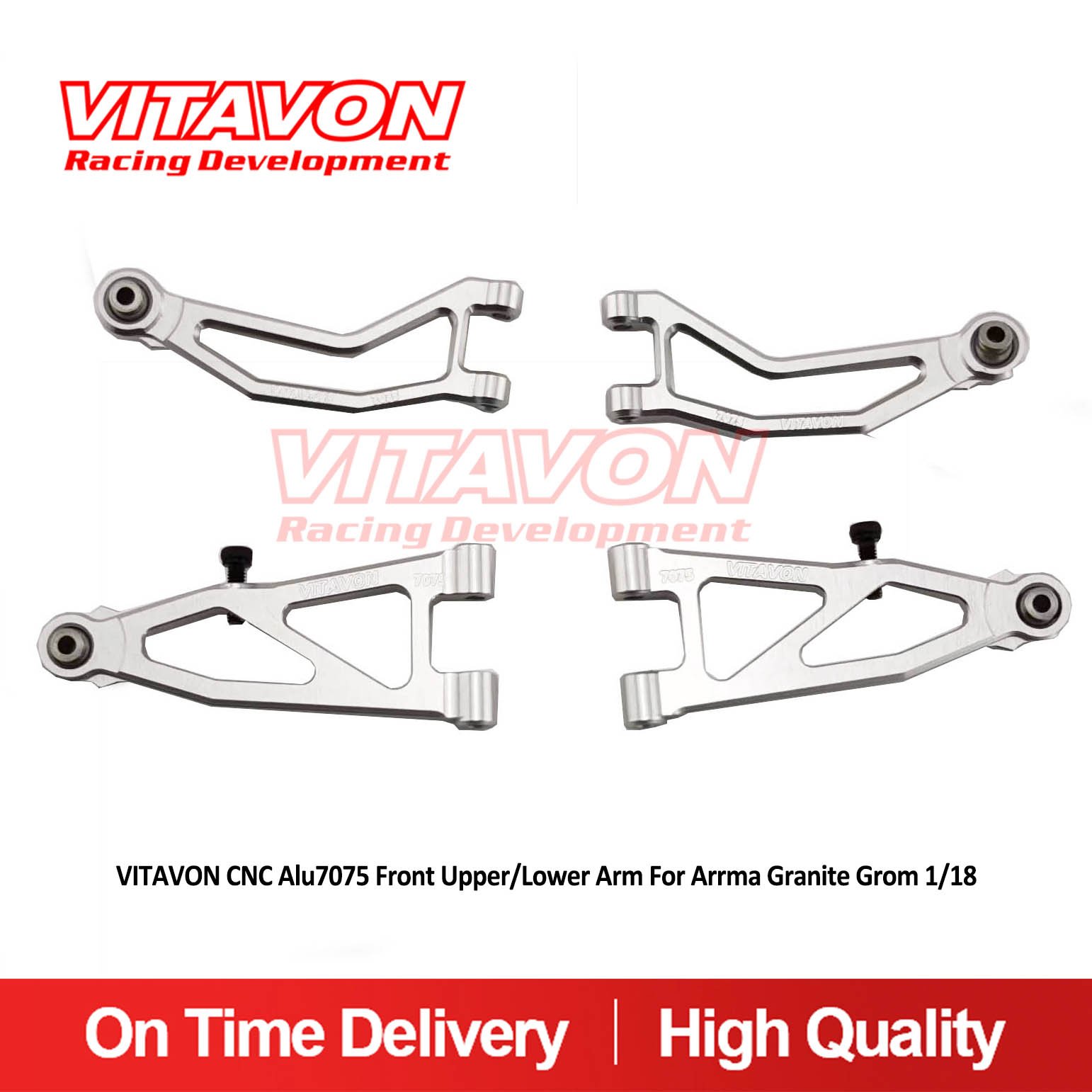 VITAVON CNC Alu7075 Front Upper/Lower Arm For Arrma Granite Grom 1/18 ARA320809