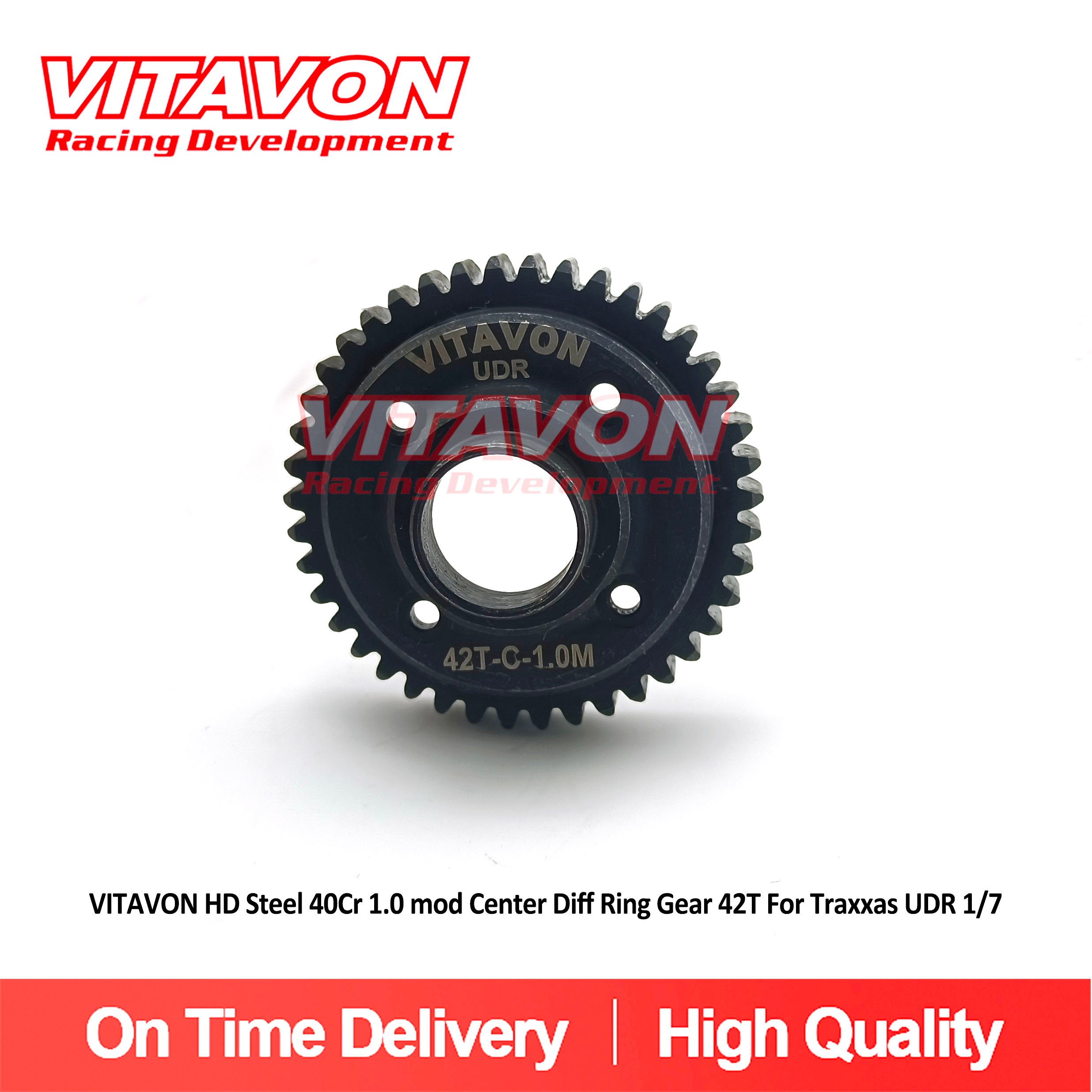 VITAVON HD Steel 40Cr 1.0 Mod Center Diff Ring Gear 42T For Traxxas UDR 1/7