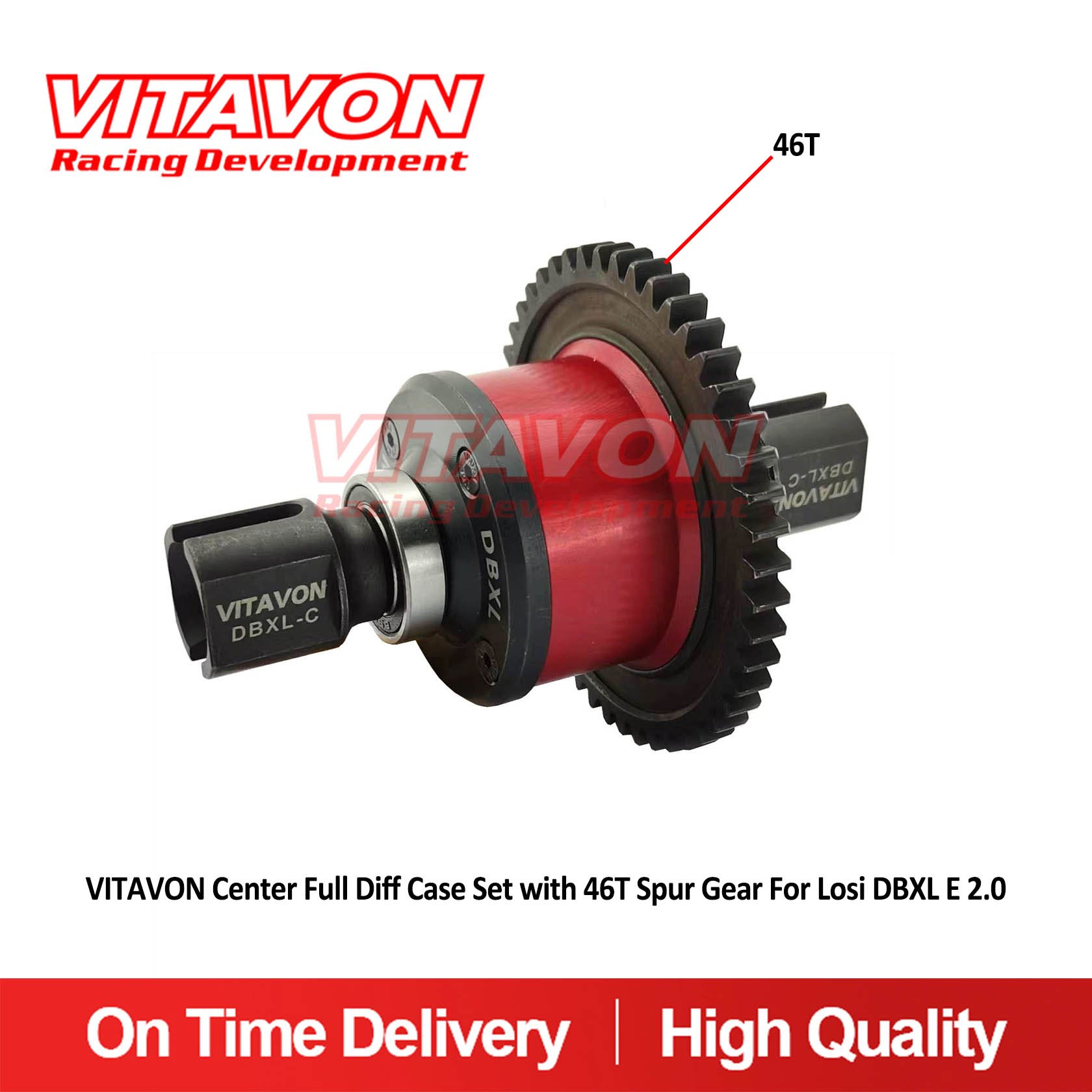 VITAVON Center Full Diff Case Set with 44T/46T/48T Spur Gear For Losi DBXL E 2.0
