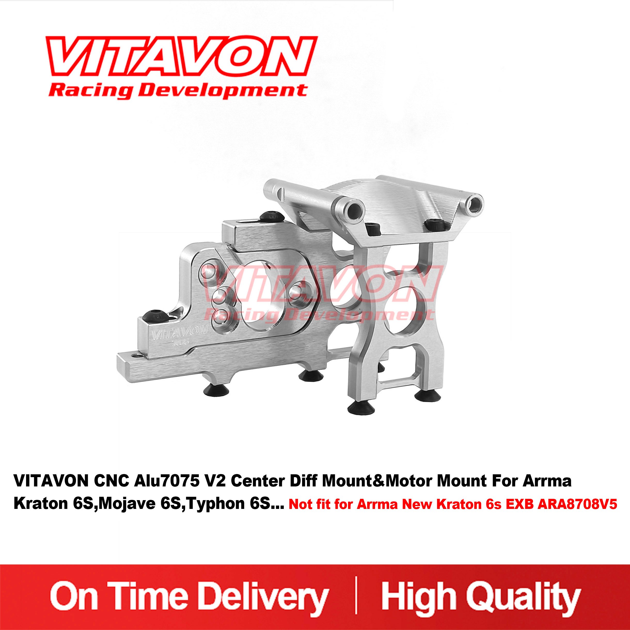 VITAVON CNC Alu7075 V2 Center Diff Mount&Motor Mount For All Arrma 6S,Not fit for Arrma New Kraton 6s EXB ARA8708V5