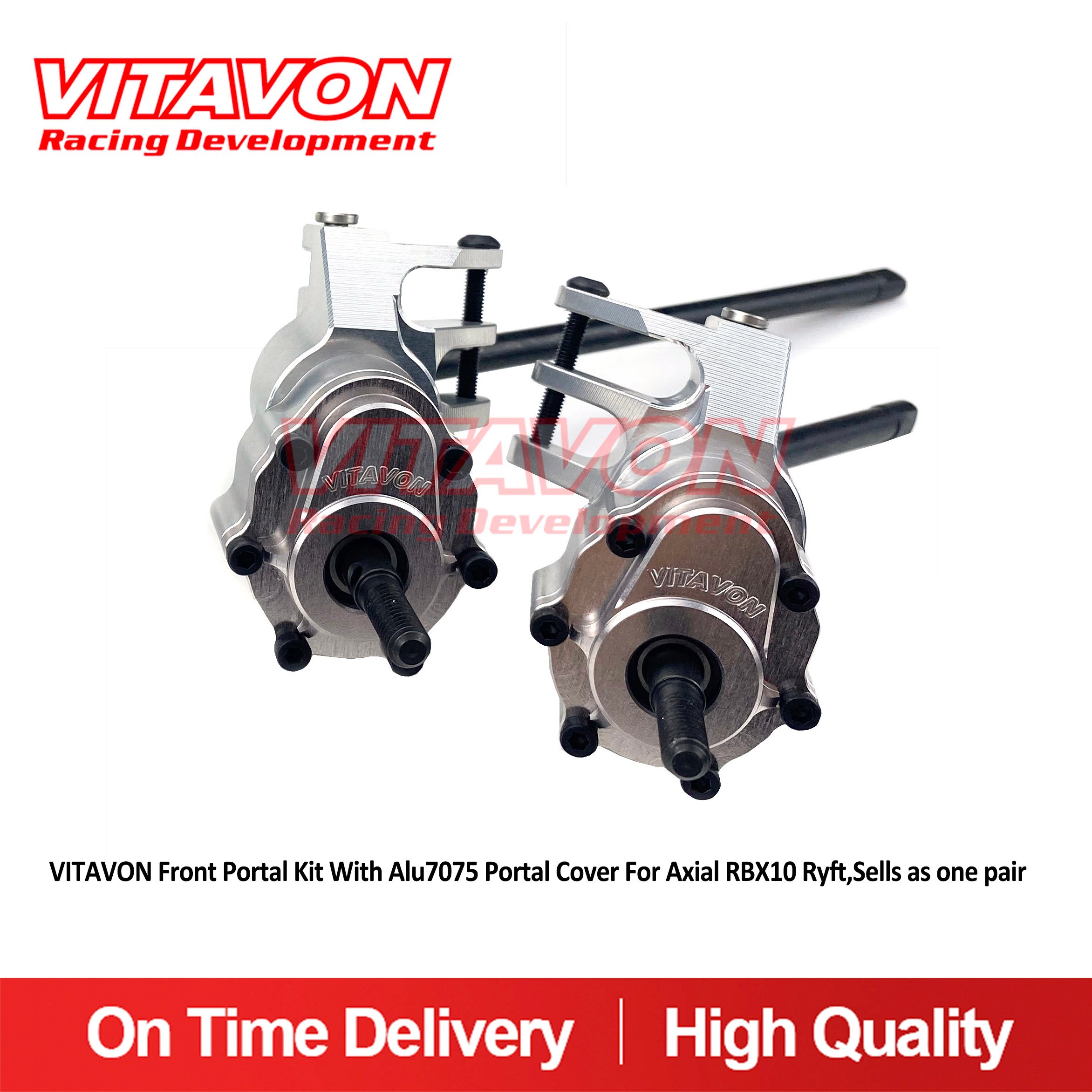 VITAVON Front Portal Kit With Alu7075 Portal Cover For Axial RBX10 Ryft,Sells as one pair