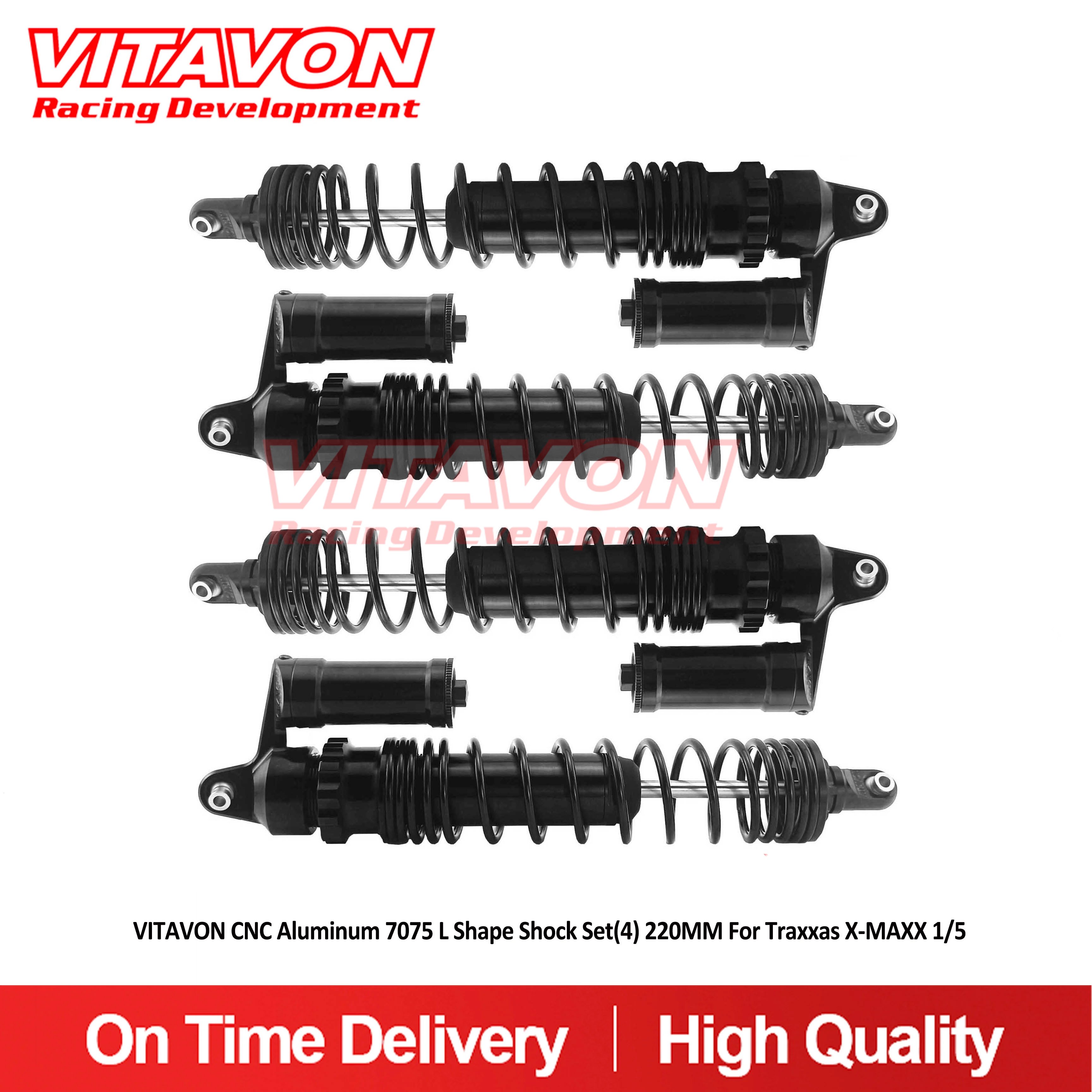 VITAVON CNC Aluminum 7075 L Shape Shock Set(4) 220MM For Traxxas X-MAXX 1/5